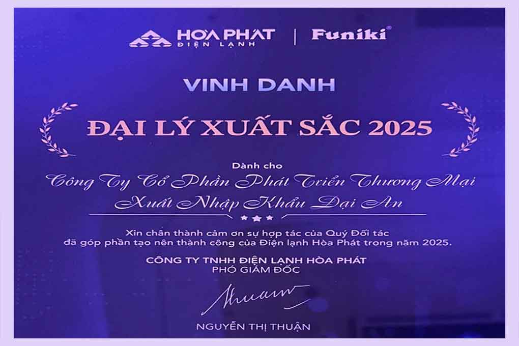 Điện máy AN tiếp tục được vinh danh Đại lý xuất sắc 2025 tại Hội nghị Khách hàng toàn quốc Điện lạnh Hòa Phát